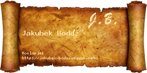 Jakubek Bodó névjegykártya